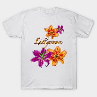 Top 10 best personalised gifts 2022  - Lillyanna ,personalised,personalized custom name with painted lilies T-Shirt